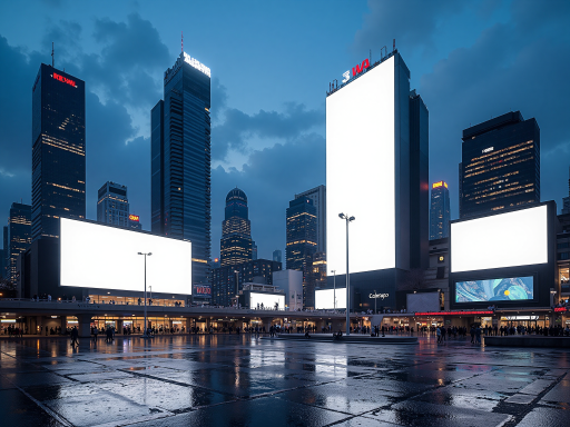解放碑步行街，繁华商业中心，人流如织，现代都市建筑背景